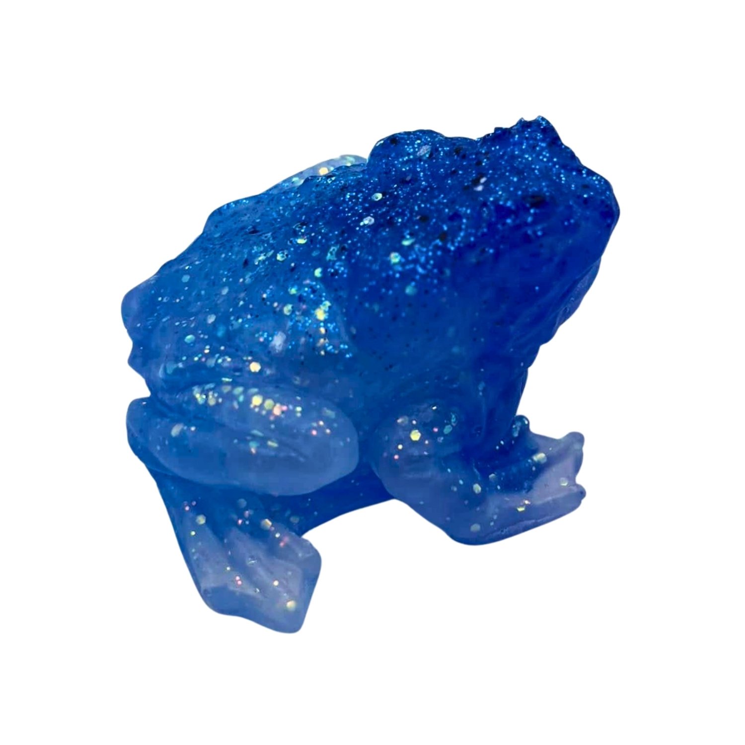 Blue glittery Resin Frog Figurine Sparkle Accent Amphibian Decor Floozy Couture Handmade Arts and Crafts (2)