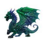 Green Resin Dragon Figurine Fantasy Creature Statue Floozy Couture Handmade Arts and Crafts