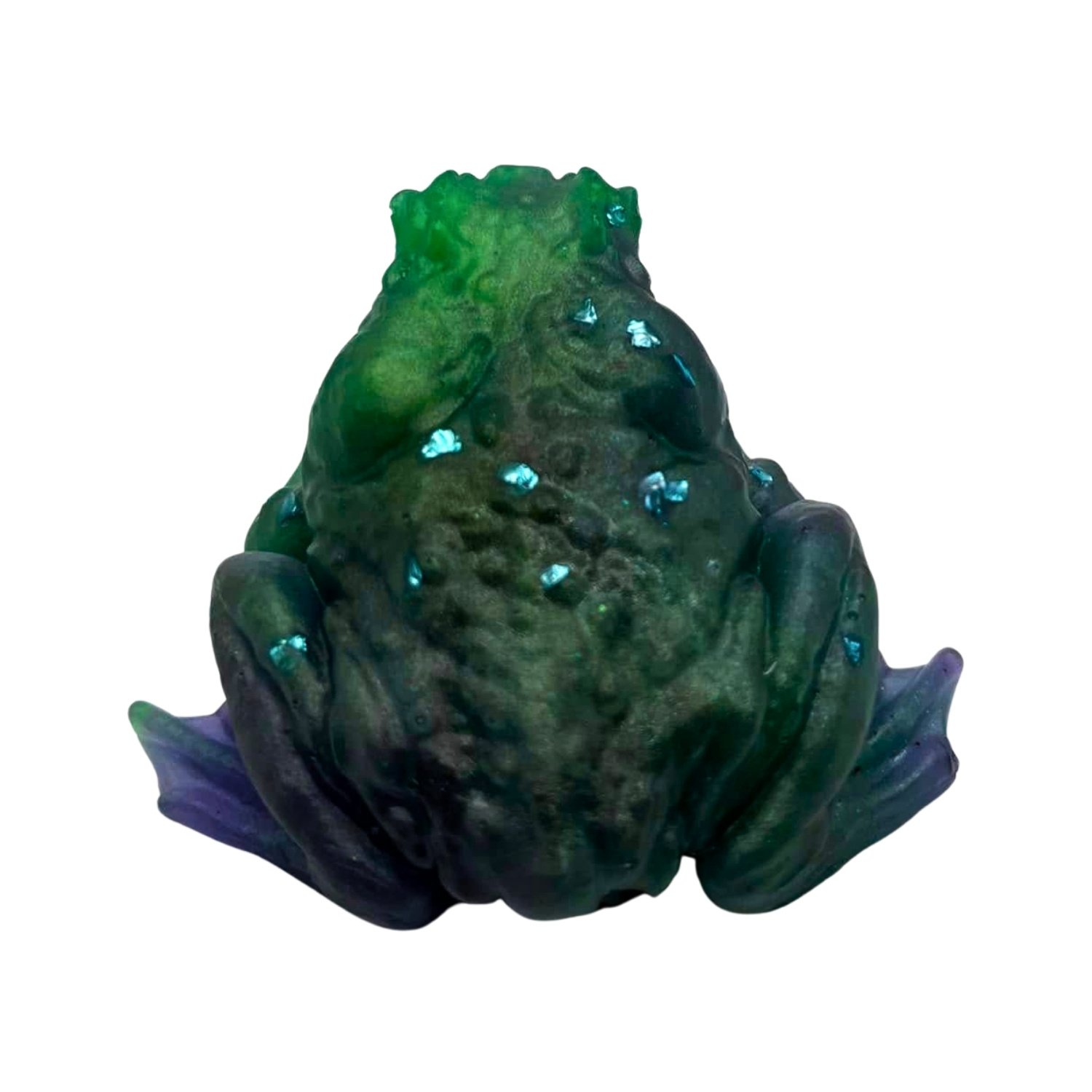 Green Resin Frog Figurine Sparkle Accent Amphibian Decor Floozy Couture Handmade Arts and Crafts (2)