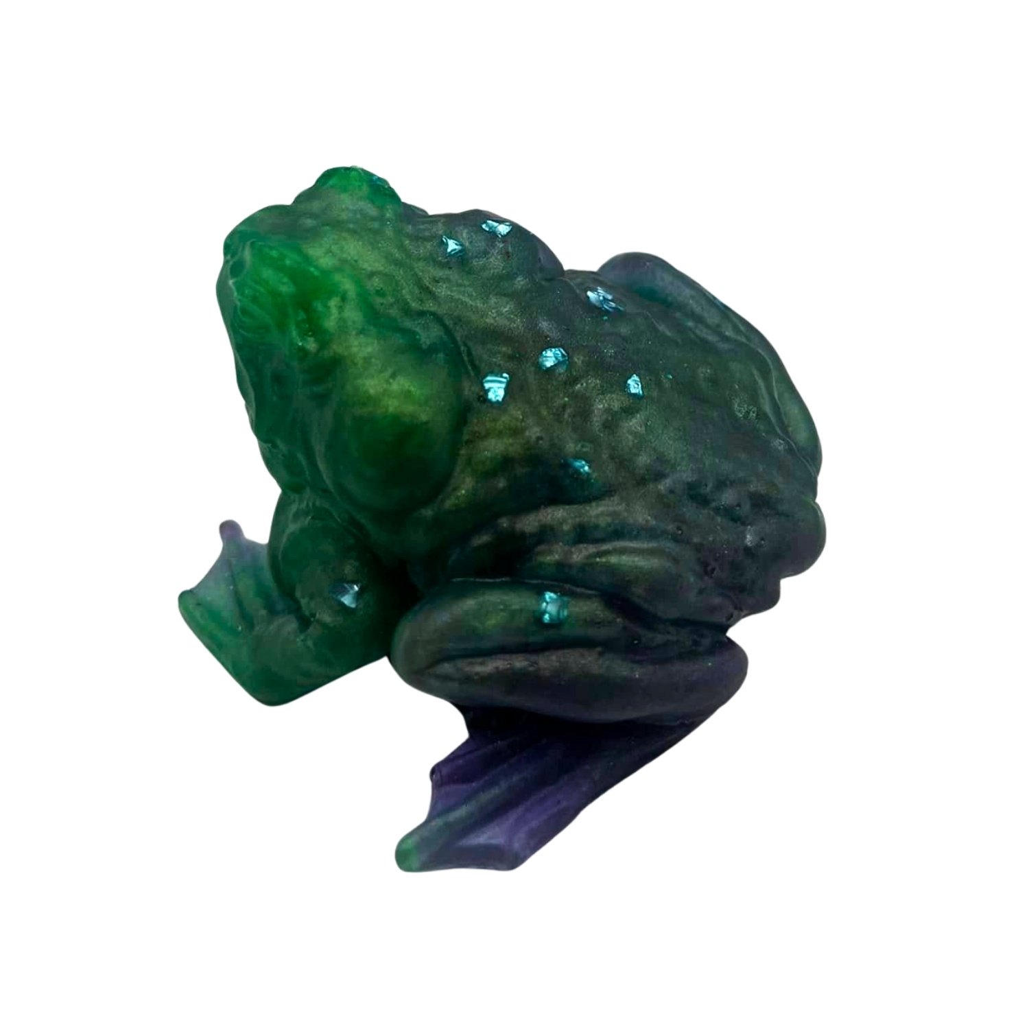 Green Resin Frog Figurine Sparkle Accent Amphibian Decor Floozy Couture Handmade Arts and Crafts