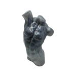 Grey Silver Resin Male Torso Sculpture Muscular Body Figurine Floozy Couture Handmade Arts and Crafts