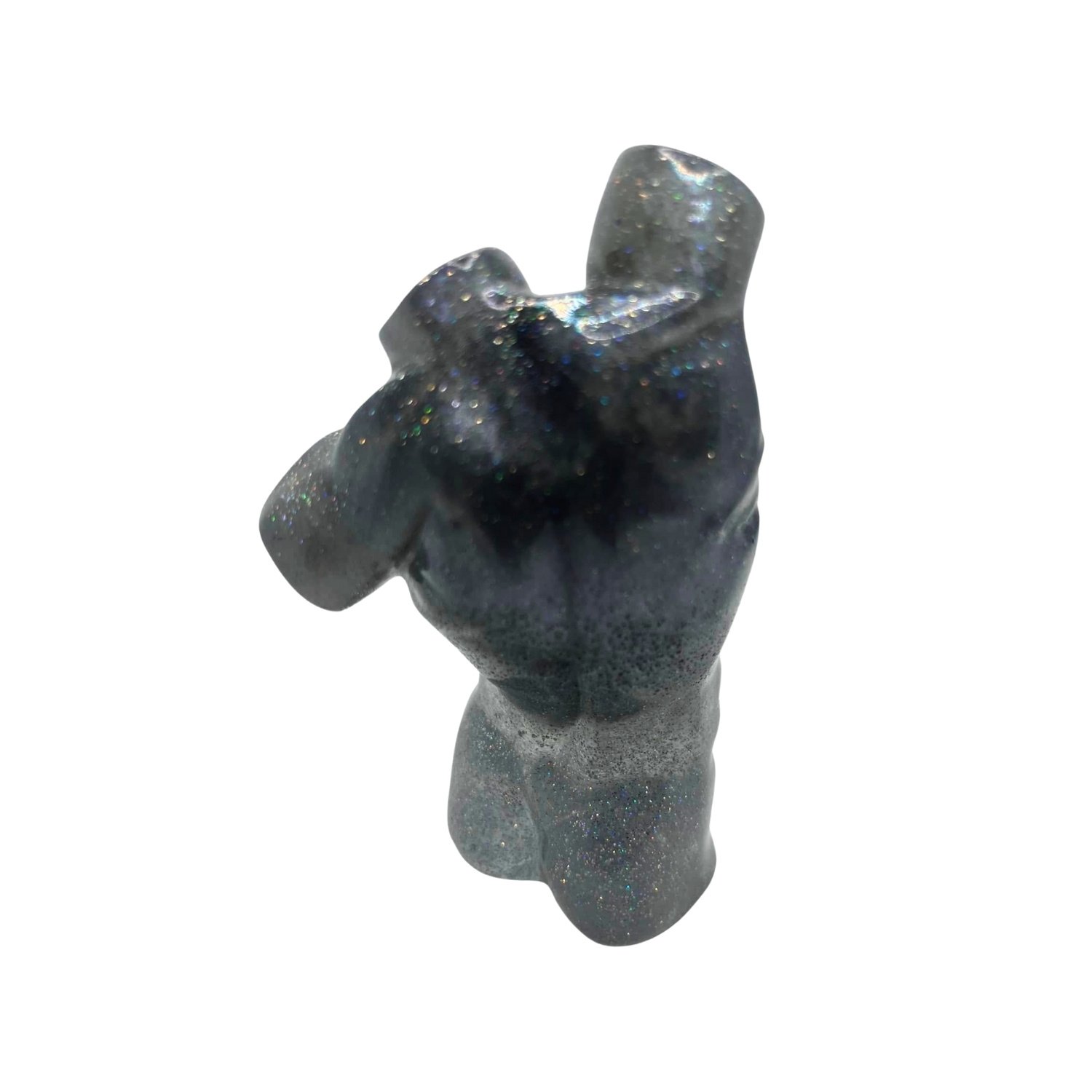 Grey Silver Resin Male Torso Sculpture Muscular Body Figurine Floozy Couture Handmade Arts and Crafts (2)