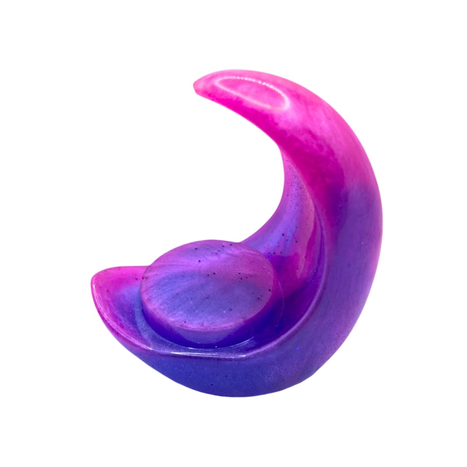 Pink and Purple Resin Crescent Moon Tealight Candle Holder Floozy Couture Handmade Arts and Crafts